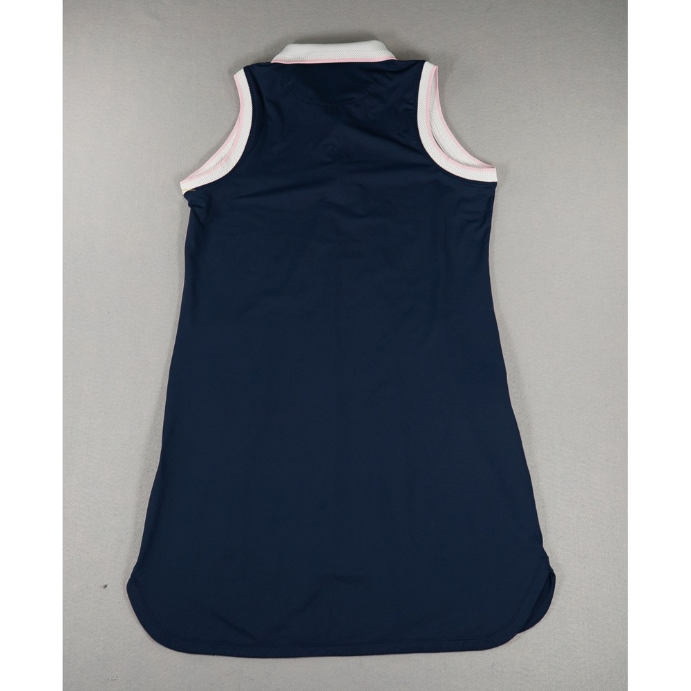 Peter Millar Womens Sleeveless Golf Dress Navy Pink Trim Large UPF 50+ Preppy - Picture 6 of 6